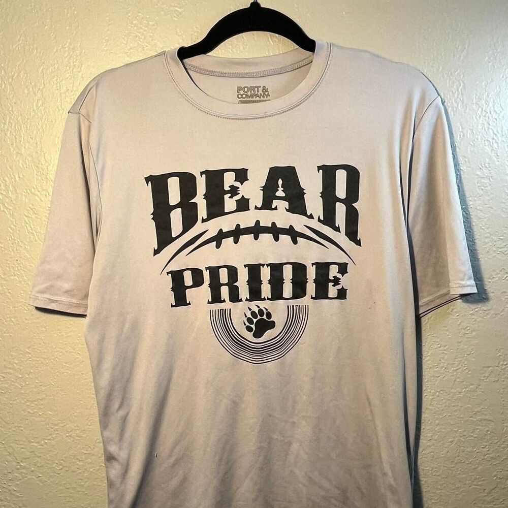 Port-company Men's White and Grey T-shirt Tribal Size Medium